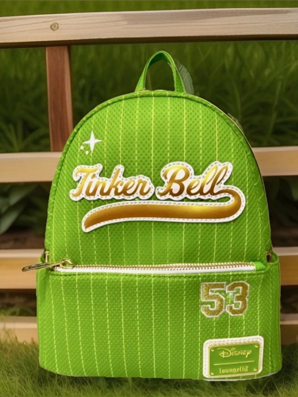 Loungefly Bright Green Tinker Bell Mini Backpack Sport Jersey Softball LE 1,000